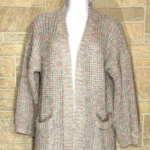 NWT Akemi + Kin Anthropologie Cardigan Grey Multicolor Pastel Open Chunky knit